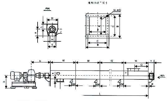 LS螺旋輸送機安裝尺寸圖 LS螺旋輸送機安裝尺寸圖